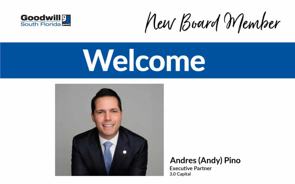 A woman with dark hair in a blue blazer smiles confidently, while a man with a shaved head and beard in a black suit poses with a friendly expression. They are positioned side by side against neutral backgrounds.